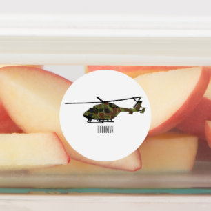 Legerhelikopter cartoon illustratie labels