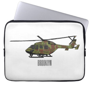 Legerhelikopter cartoon illustratie laptop sleeve