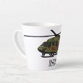Legerhelikopter cartoon illustratie latte mok (Linkerhoek)