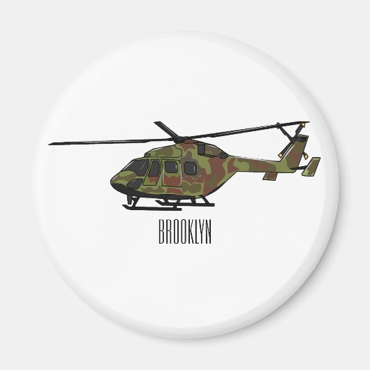 Legerhelikopter cartoon illustratie magneet (Voorkant)