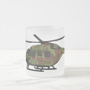 Legerhelikopter cartoon illustratie matglas koffiemok