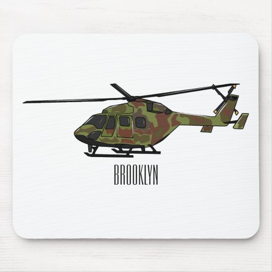 Legerhelikopter cartoon illustratie muismat (Voorkant)