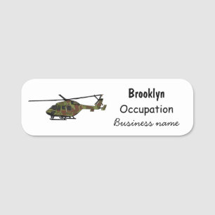 Legerhelikopter cartoon illustratie naamplaatje