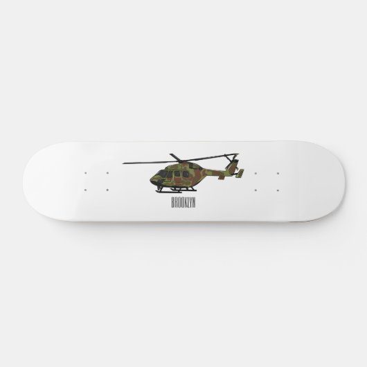 Legerhelikopter cartoon illustratie persoonlijk skateboard (Horizontaal)