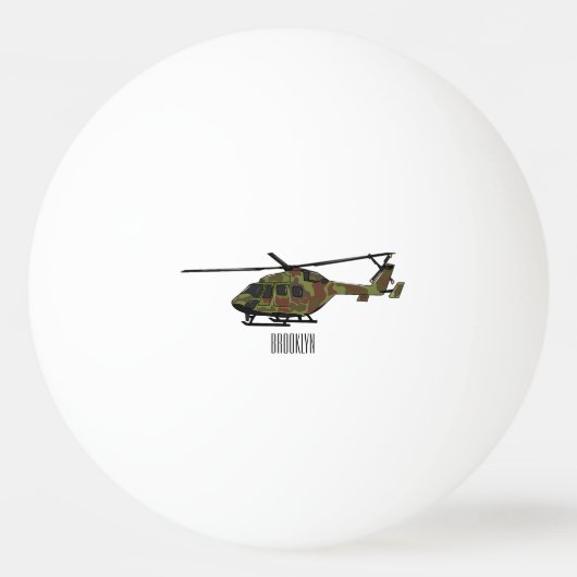 Legerhelikopter cartoon illustratie pingpongbal (Voorkant)