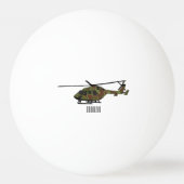 Legerhelikopter cartoon illustratie pingpongbal (Achterkant)