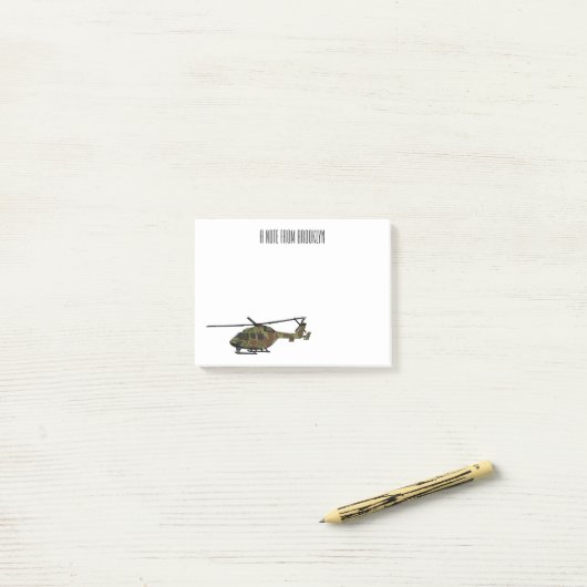 Legerhelikopter cartoon illustratie post-it® notes (Op bureau)