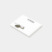 Legerhelikopter cartoon illustratie post-it® notes (Schuin)