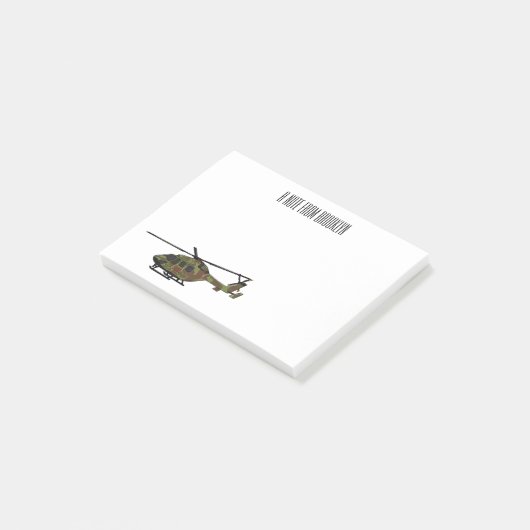 Legerhelikopter cartoon illustratie post-it® notes (Schuin)