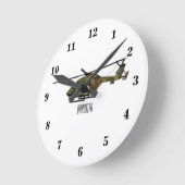 Legerhelikopter cartoon illustratie ronde klok (Hoek)