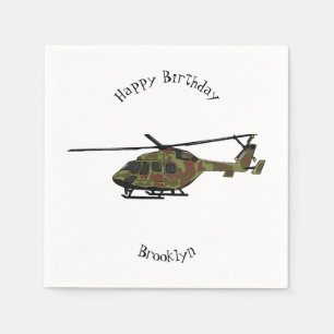 Legerhelikopter cartoon illustratie servet
