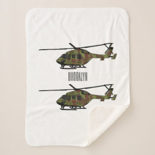 Legerhelikopter cartoon illustratie sherpa deken