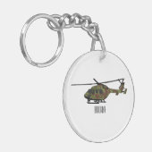 Legerhelikopter cartoon illustratie sleutelhanger (Voorkant Links)