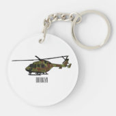 Legerhelikopter cartoon illustratie sleutelhanger (Achterkant)