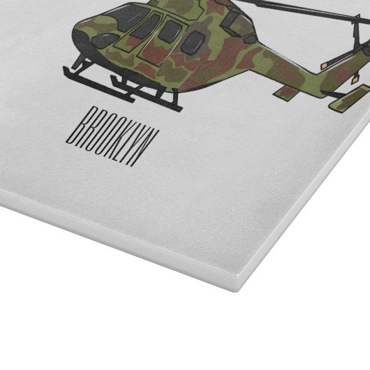 Legerhelikopter cartoon illustratie snijplank (Hoek)