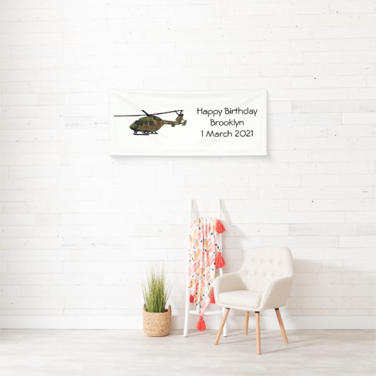 Legerhelikopter cartoon illustratie spandoek (Insitu)