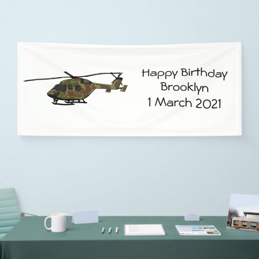 Legerhelikopter cartoon illustratie spandoek (Beurs)