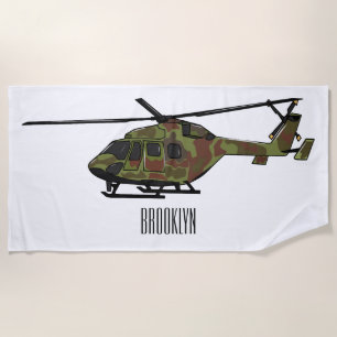 Legerhelikopter cartoon illustratie strandlaken