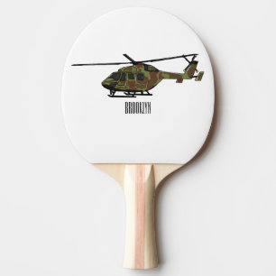 Legerhelikopter cartoon illustratie tafeltennisbatje
