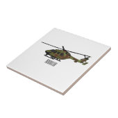Legerhelikopter cartoon illustratie tegeltje (Zijkant)