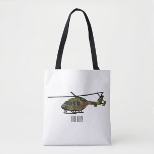 Legerhelikopter cartoon illustratie tote bag