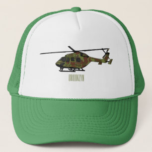 Legerhelikopter cartoon illustratie trucker pet