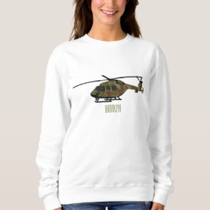 Legerhelikopter cartoon illustratie trui