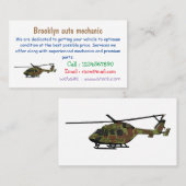 Legerhelikopter cartoon illustratie visitekaartje (Voorkant / Achterkant)