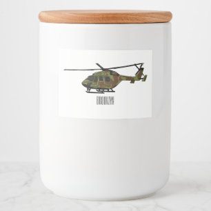 Legerhelikopter cartoon illustratie voedselcontainer etiket