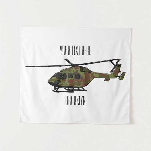 Legerhelikopter cartoon illustratie wandkleed (Voorkant (horizontaal))