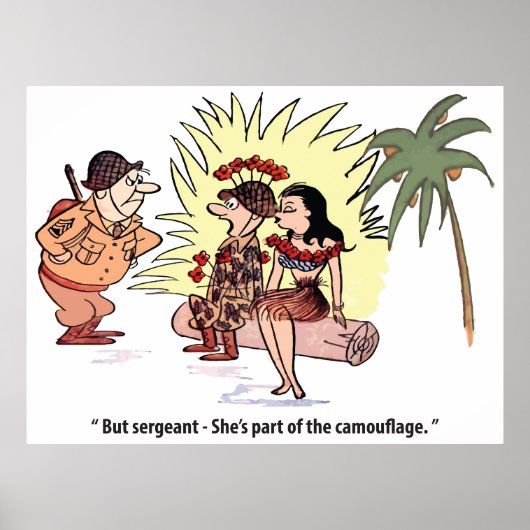 Legerhumor, Soldaat met mooie vrouw, Grappig Poster (Voorkant)