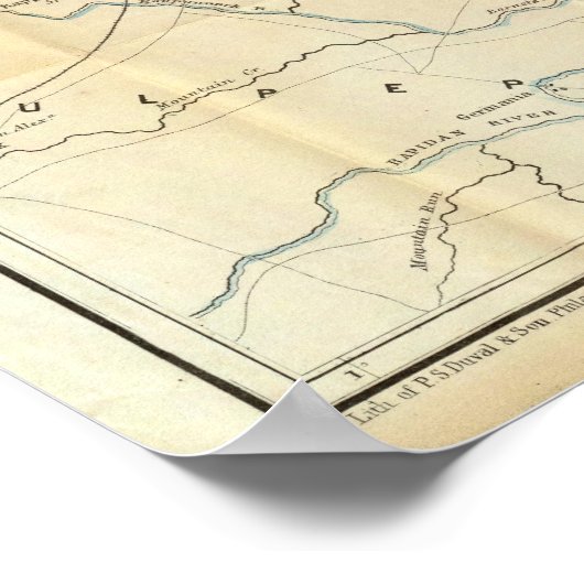 Legerkaart van de plaats van oorlog in Virginia Poster (Hoek)