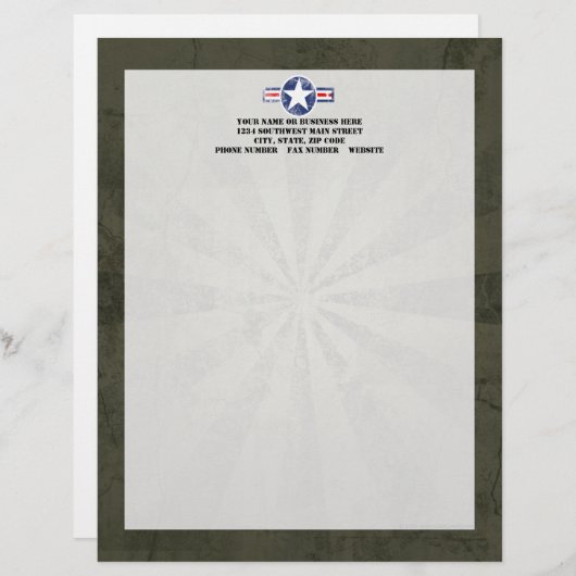 Legerluchtmacht  persoonlijk briefhoofd (Voorkant / Achterkant)