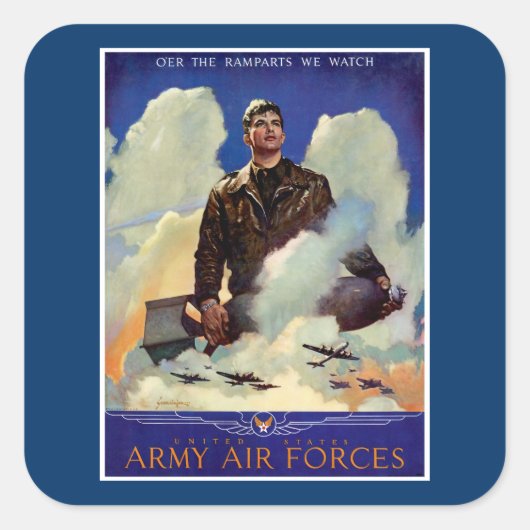 Legerluchtmacht Vierkante Sticker (Voorkant)
