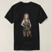 Legermeisje met Pistool T-shirt (Design voorkant)