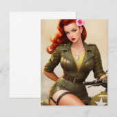  legermotorfiets pinup bedankje bedankkaart (Voorkant / Achterkant)