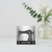 legernaaimachine | Knop Seamstress, zilver Vierkante Visitekaartje (Staand voorkant)