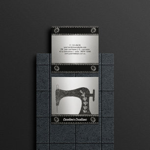 legernaaimachine   Knop Seamstress, zilver Vierkante Visitekaartje