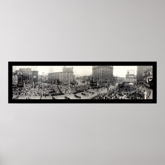 Legerparade Detroit Foto 1914 Poster (Voorkant)