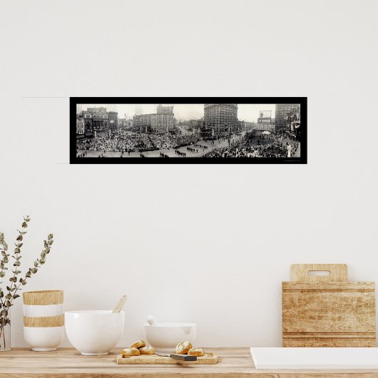 Legerparade Detroit Foto 1914 Poster (Keuken)