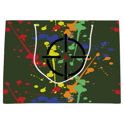 Legerpartij Groene Paintball Splatter Target Groot Cadeauzakje (Voorkant)