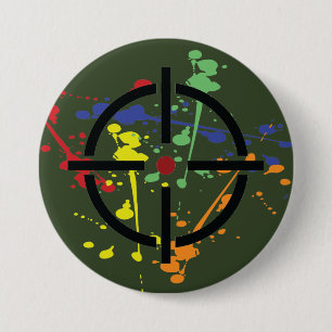 Legerpartij Groene Paintball Splatter Target Ronde Button 7,6 Cm