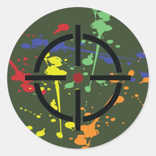 Legerpartij Groene Paintball Splatter Target Ronde Sticker (Voorkant)