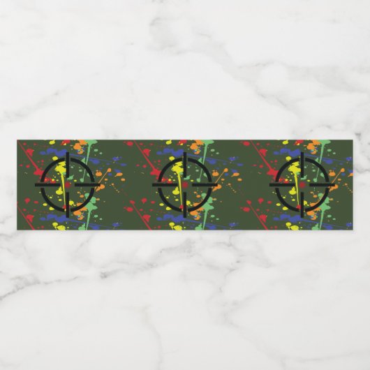 Legerpartij Groene Paintball Splatter Target Waterfles Etiket (Enkel label)