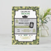 LEGERTANK MILITAIREN NODIGT VERJAARDAGSFEESTJE UIT KAART (Staand voorkant)