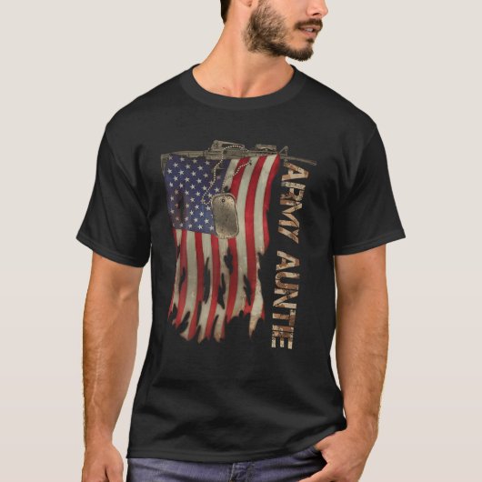 Legertante Militaire Veteranen Retro Amerikaanse V T-shirt (Voorkant)