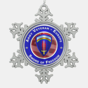 Legerveteraan-Europa kerst Tin Sneeuwvlok Ornament