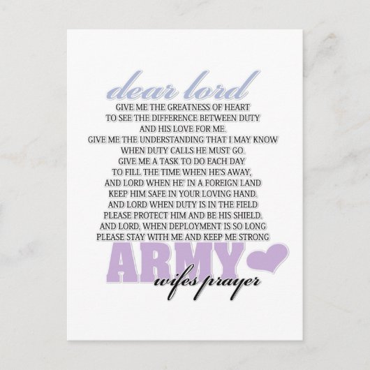 Legervrouw gebed briefkaart (Voorkant)