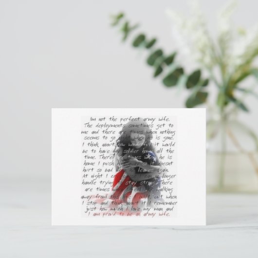 Legervrouw gedicht briefkaart (Staand voorkant)