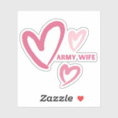Legervrouw roze harten sticker (Vel)